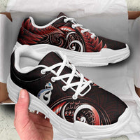 Red New Zealand Chunky Sneakers Aotearoa Silver Fern With Manaia Maori Unique LT14 - Polynesian Pride