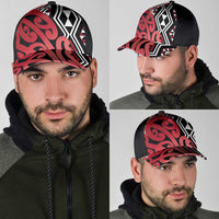 Red New Zealand Classic Cap Aotearoa Kowhaiwhai Mix Taniko Art LT14