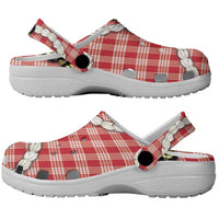 Red Palaka Hawaii Clogs Shoes Kukui Nut Pikake Lei Hawaiian Tapa Pattern - Polynesian Pride