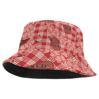 Red Palaka Hawaii Cowboy Bucket Hat Puakenikeni Lei Paniolo Papale Seamless Vibes - Polynesian Pride