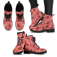 Red Palaka Hawaii Cowboy Leather Boots Puakenikeni Lei Paniolo Papale Seamless Vibes - Polynesian Pride