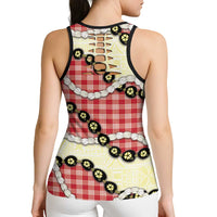 Red Palaka Hawaii Hollow Tank Top Kukui Nut Pikake Lei Hawaiian Tapa Pattern LT14 - Polynesian Pride