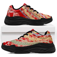 Red Palaka Hawaii Leis Chunky Sneakers Hawaiian-plaid Elegant Tropical Vibes LT14 Red - Polynesian Pride