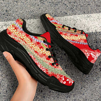 Red Palaka Hawaii Leis Chunky Sneakers Hawaiian-plaid Elegant Tropical Vibes LT14 - Polynesian Pride