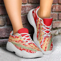 Red Palaka Hawaii Leis Chunky Sneakers Hawaiian-plaid Elegant Tropical Vibes LT14 - Polynesian Pride