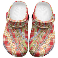 Red Palaka Hawaii Leis Clogs Shoes Hawaiian-plaid Elegant Tropical Vibes LT14 Red - Polynesian Pride