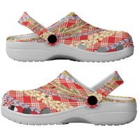 Red Palaka Hawaii Leis Clogs Shoes Hawaiian-plaid Elegant Tropical Vibes LT14 - Polynesian Pride