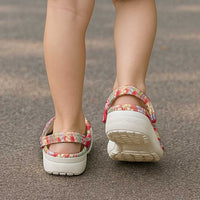 Red Palaka Hawaii Leis Clogs Shoes Hawaiian-plaid Elegant Tropical Vibes LT14 - Polynesian Pride
