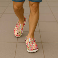Red Palaka Hawaii Leis Clogs Shoes Hawaiian-plaid Elegant Tropical Vibes LT14 - Polynesian Pride