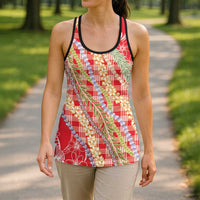 Red Palaka Hawaii Leis Hollow Tank Top Hawaiian-plaid Elegant Tropical Vibes LT14 - Polynesian Pride