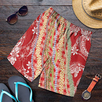 Red Palaka Hawaii Leis Shorts for Men Hawaiian-plaid Elegant Tropical Vibes LT14 Red - Polynesian Pride