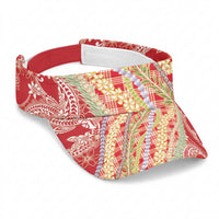 Red Palaka Hawaii Leis Sun Visor Cap Hawaiian-plaid Elegant Tropical Vibes LT14 Universal Fit Red - Polynesian Pride