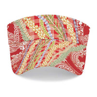 Red Palaka Hawaii Leis Sun Visor Cap Hawaiian-plaid Elegant Tropical Vibes LT14 - Polynesian Pride