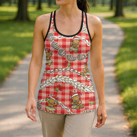 Red Palaka Hawaii Mele Kalikimaka Hollow Tank Top Ohia Lehua Shell Leis Funny Gingerbread Santa LT14 - Polynesian Pride