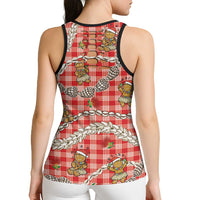 Red Palaka Hawaii Mele Kalikimaka Hollow Tank Top Ohia Lehua Shell Leis Funny Gingerbread Santa LT14 - Polynesian Pride