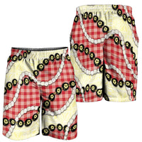 Red Palaka Hawaii Shorts for Men Kukui Nut Pikake Lei Hawaiian Tapa Pattern LT14 - Polynesian Pride