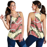 Red Palaka Hawaii Women Racerback Tank Kukui Nut Pikake Lei Hawaiian Tapa Pattern LT14 - Polynesian Pride