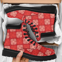 Red Palaka Quilt Hawaii All Season Boots Traditional Hawaii-plaid Pattern - Polynesian Pride