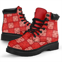 Red Palaka Quilt Hawaii All Season Boots Traditional Hawaii-plaid Pattern - Polynesian Pride