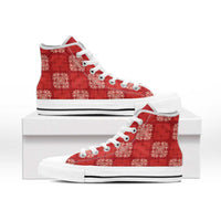 Red Palaka Quilt Hawaii High Top Shoes Traditional Hawaii-plaid Pattern - Polynesian Pride