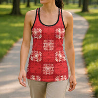 Red Palaka Quilt Hawaii Hollow Tank Top Traditional Hawaii-plaid Pattern - Polynesian Pride