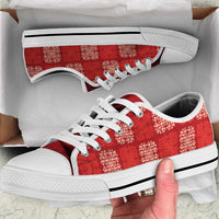 Red Palaka Quilt Hawaii Low Top Shoes Traditional Hawaii-plaid Pattern - Polynesian Pride
