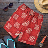Red Palaka Quilt Hawaii Shorts for Men Traditional Hawaii-plaid Pattern LT14 Red - Polynesian Pride