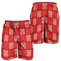 Red Palaka Quilt Hawaii Shorts for Men Traditional Hawaii-plaid Pattern LT14 - Polynesian Pride