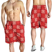 Red Palaka Quilt Hawaii Shorts for Men Traditional Hawaii-plaid Pattern LT14 - Polynesian Pride