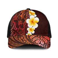 Red Polynesia Baseball Net Cap Plumeria Tropical Leaves With Galaxy Polynesian Art LT14 One Size Black Red - Polynesian Pride