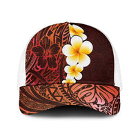 Red Polynesia Baseball Net Cap Plumeria Tropical Leaves With Galaxy Polynesian Art LT14 One Size White Red - Polynesian Pride