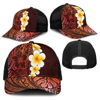 Red Polynesia Baseball Net Cap Plumeria Tropical Leaves With Galaxy Polynesian Art LT14 - Polynesian Pride