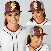 Red Polynesia Baseball Net Cap Plumeria Tropical Leaves With Galaxy Polynesian Art LT14 - Polynesian Pride
