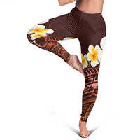 Red Polynesia Leggings Plumeria Tropical Leaves With Galaxy Polynesian Art - Polynesian Pride