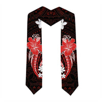 Red Polynesian Pattern With Tropical Flowers Graduation Stole LT05 - Polynesian Pride