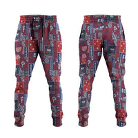 Red Samoa Manuia Le Kerisimasi Jogger Pants Pacific Patchwork Xmas Vibes LT9 Red - Polynesian Pride