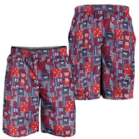Red Samoa Manuia Le Kerisimasi Shorts for Men Pacific Patchwork Xmas Vibes LT9 - Polynesian Pride