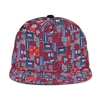 Red Samoa Manuia Le Kerisimasi Snapback Cap Pacific Patchwork Xmas Vibes - Polynesian Pride