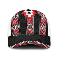 Red Taniko Aotearoa Baseball Net Cap Niho Taniwha Mix Poutama LT14 One Size White Red - Polynesian Pride