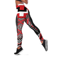 Red Taniko Aotearoa Leggings Niho Taniwha Mix Poutama LT14