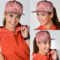 Red Tonga Kilisimasi Fiefia Snapback Cap Pacific Patchwork Xmas Vibes - Polynesian Pride