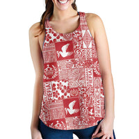 Red Tonga Kilisimasi Fiefia Women Racerback Tank Pacific Patchwork Xmas Vibes - Polynesian Pride