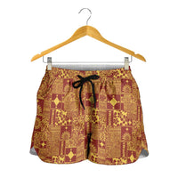 Rotuma Faiakse'ea 'e Kirisimasi Shorts for Women Pacific Patchwork Xmas Vibes LT9 - Polynesian Pride
