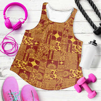 Rotuma Faiakse'ea 'e Kirisimasi Women Racerback Tank Pacific Patchwork Xmas Vibes LT9 Red - Polynesian Pride
