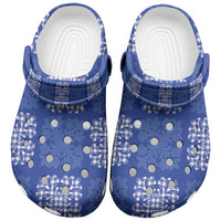 Royal Blue Palaka Quilt Hawaii Clogs Shoes Traditional Hawaii-plaid Pattern LT14 Royal Blue - Polynesian Pride