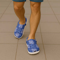 Royal Blue Palaka Quilt Hawaii Clogs Shoes Traditional Hawaii-plaid Pattern LT14 - Polynesian Pride