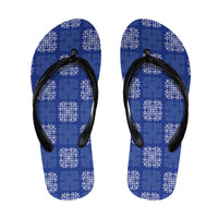 Royal Blue Palaka Quilt Hawaii Flip Flops Traditional Hawaii-plaid Pattern - Polynesian Pride