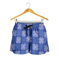 Royal Blue Palaka Quilt Hawaii Shorts for Women Traditional Hawaii-plaid Pattern - Polynesian Pride