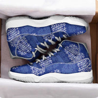 Royal Blue Palaka Quilt Hawaii Sneakers J11 Traditional Hawaii-plaid Pattern - Polynesian Pride