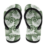 Sage Green Aloha Hawaii Flip Flops Monstera Hibiscus Plumeria Seamless Vibes - Polynesian Pride